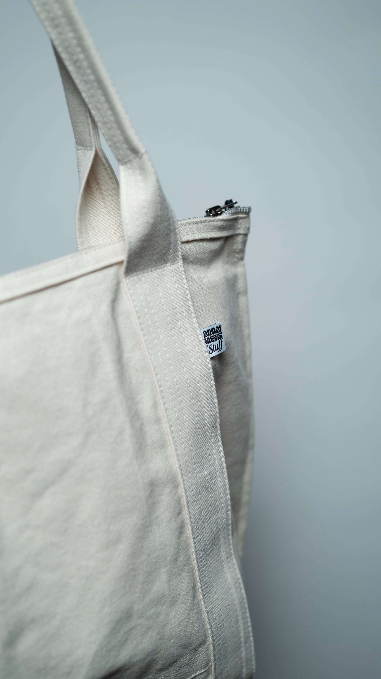 Bolso Tote Lona Cruda con Cierre