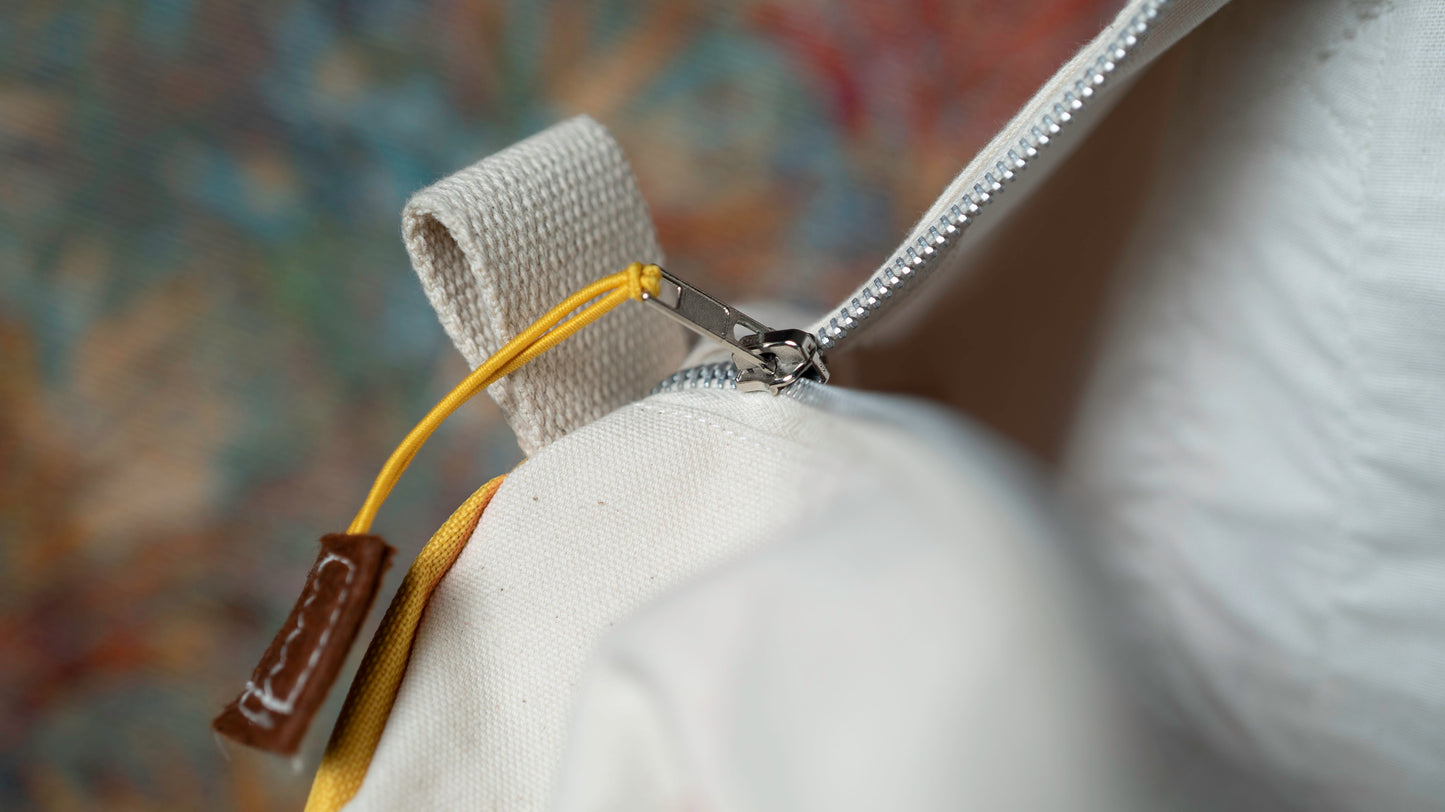 Bolso Tote Redondo Lona Cruda con Amarillo (OUTLET)