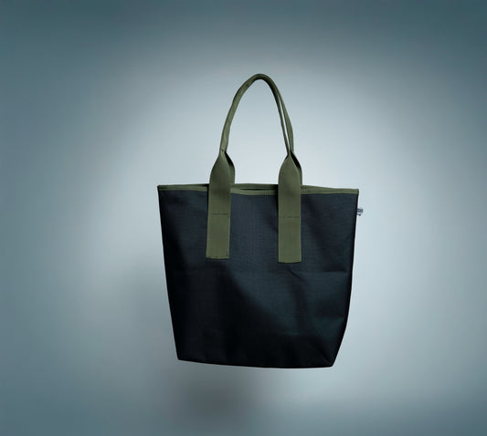 Bolso Tote Negro con Verde Oliva