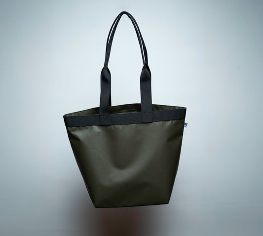 Bolso Tote Verde Oliva con Asas Largas Negras